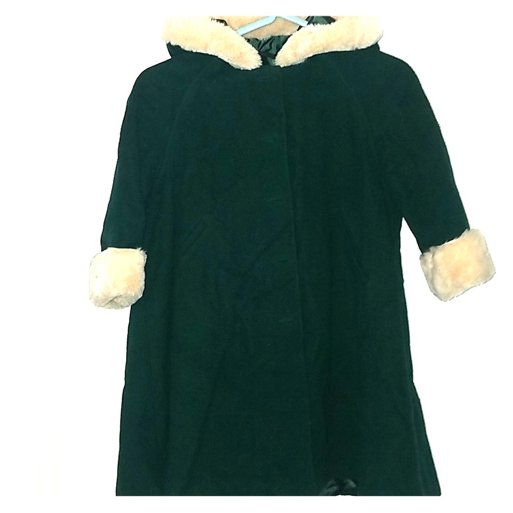 Cashmere fur trim coat with hood